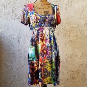 OCEAN BREEZE  Multicolored rhinestone embellished dress Lg.